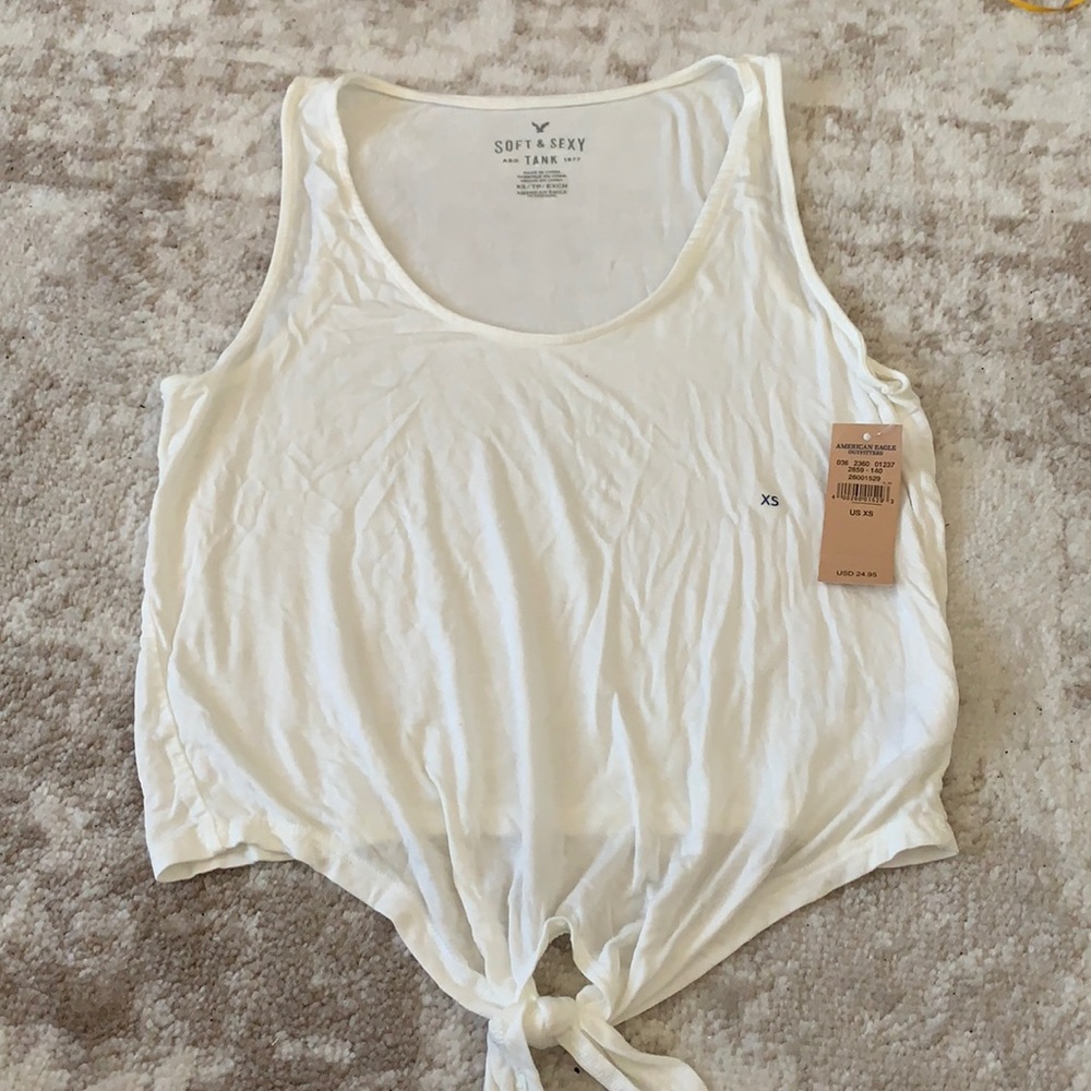Basic tie front soft & sexy tank top AE